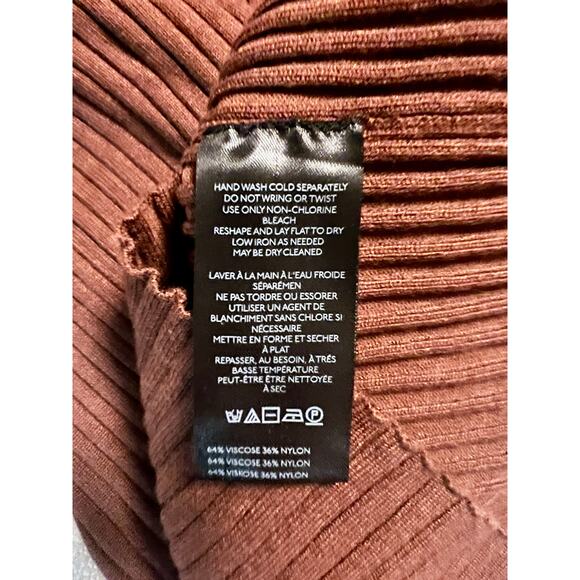 ♥️ Anthropologie Maeve Brown Fitted Half Zip Ribbed Sweater Size Small - Picture 8 of 8